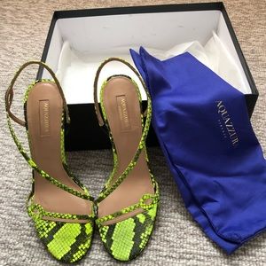Aquazzura Snakeskin Animal Print Slingback Sandals.